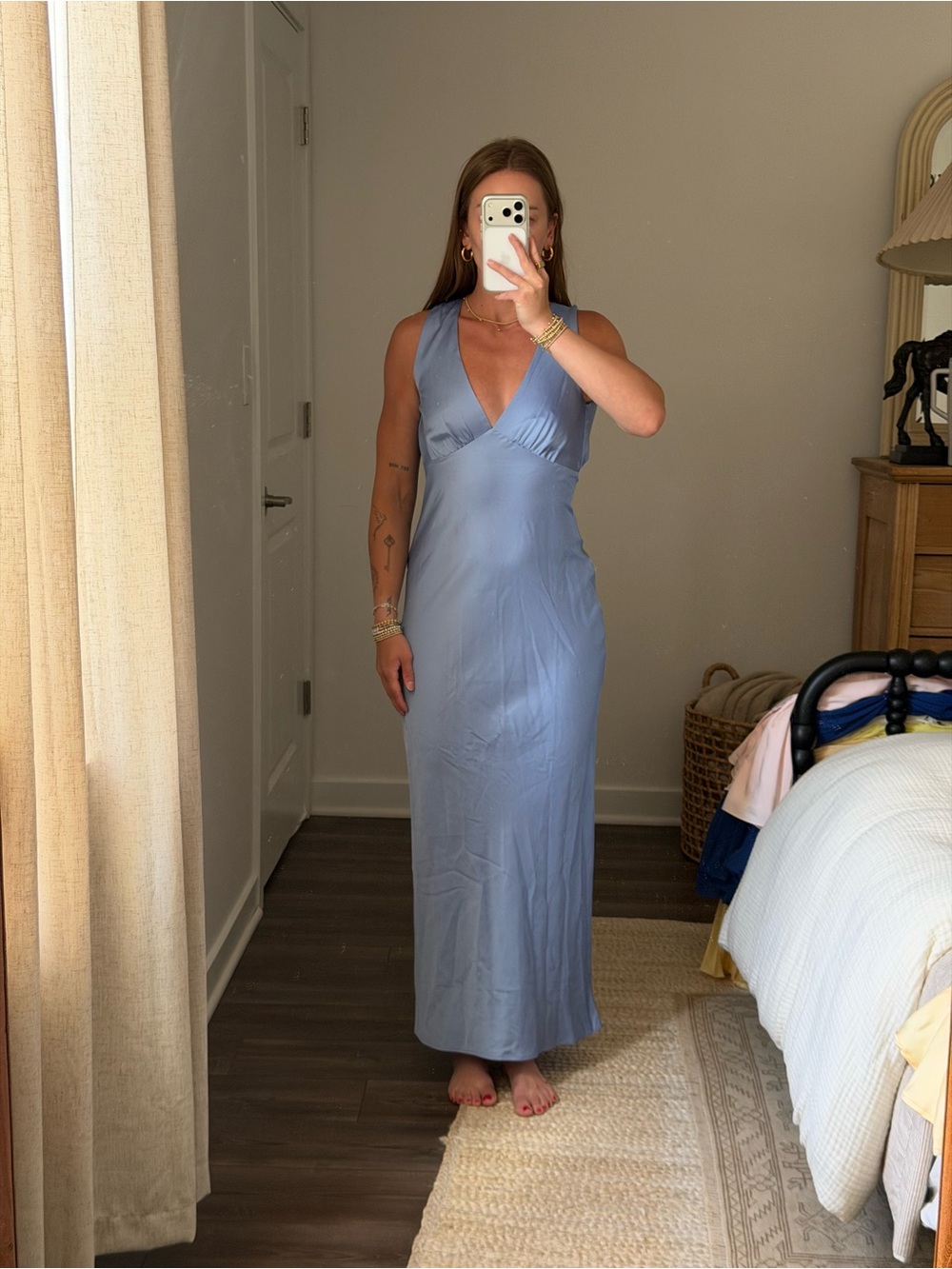 Abercrombie & Fitch Sky Blue Sleeveless V-Neck Maxi Dress